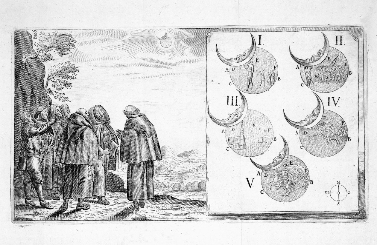Et militært angrep plottet i samsvar med fasene av en formørkelse, 1600-tallet av Paul Fürst