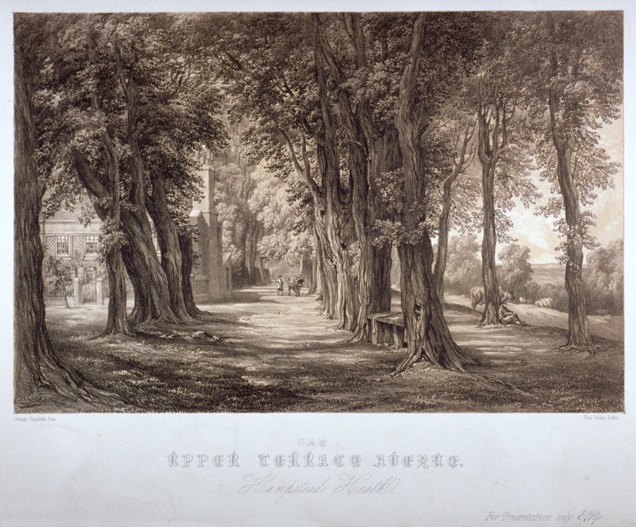 The Upper Terrace Avenue, Hampstead Heath, London, c1840 av Paul Gauci