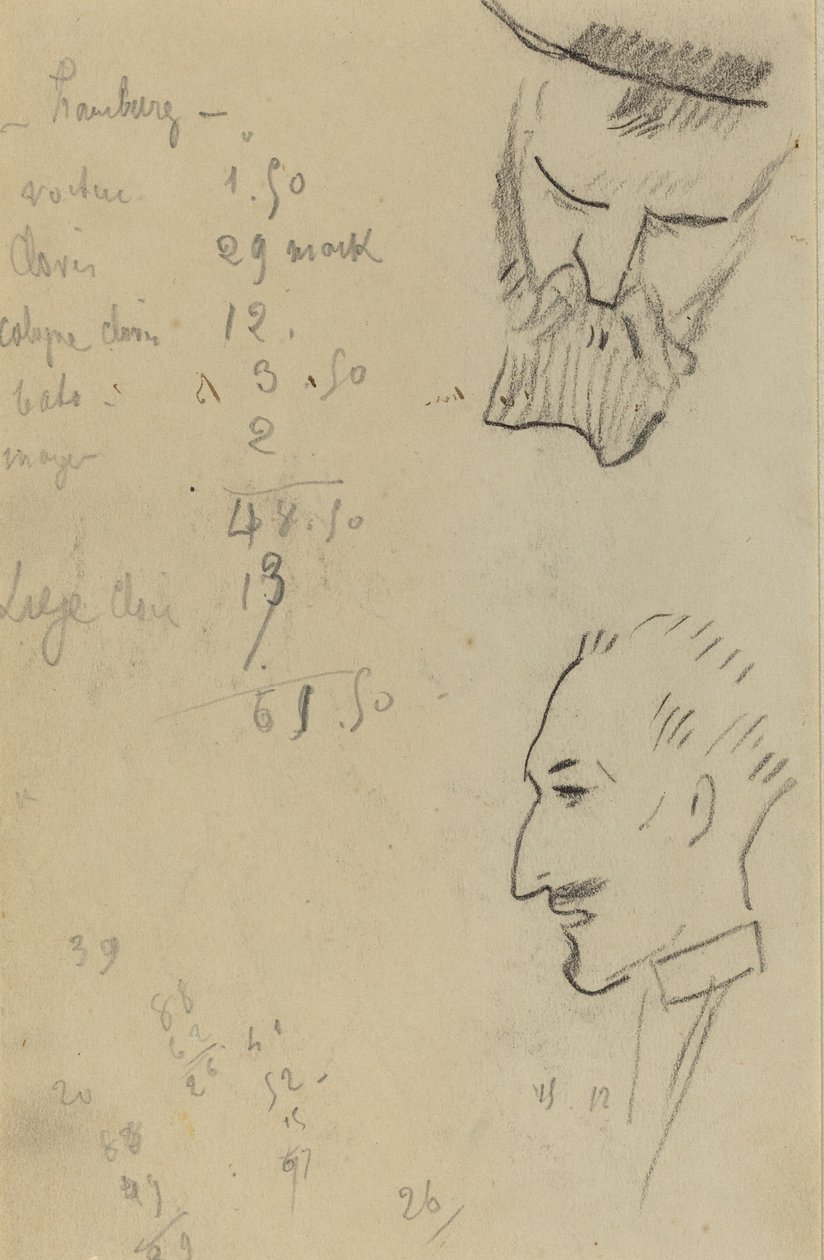 En skjeggete mann og en mann i profil [verso] av Paul Gauguin