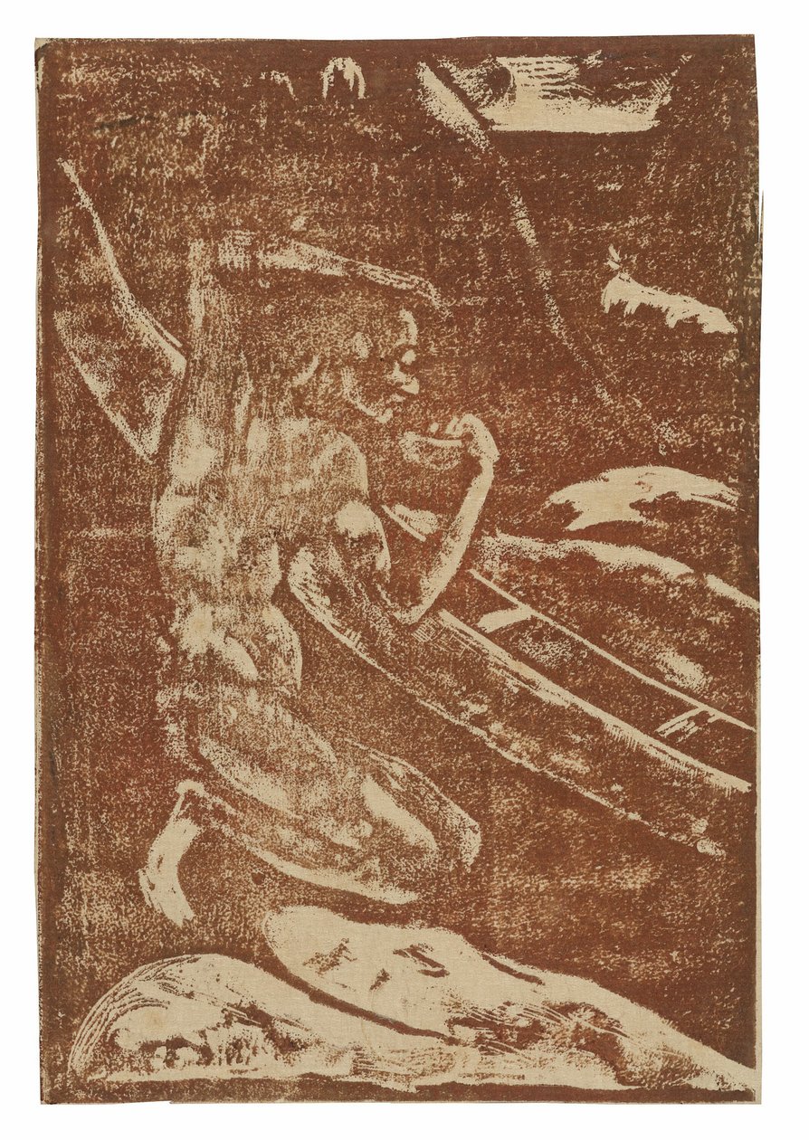 En fisker som drikker ved siden av kanoen sin av Paul Gauguin