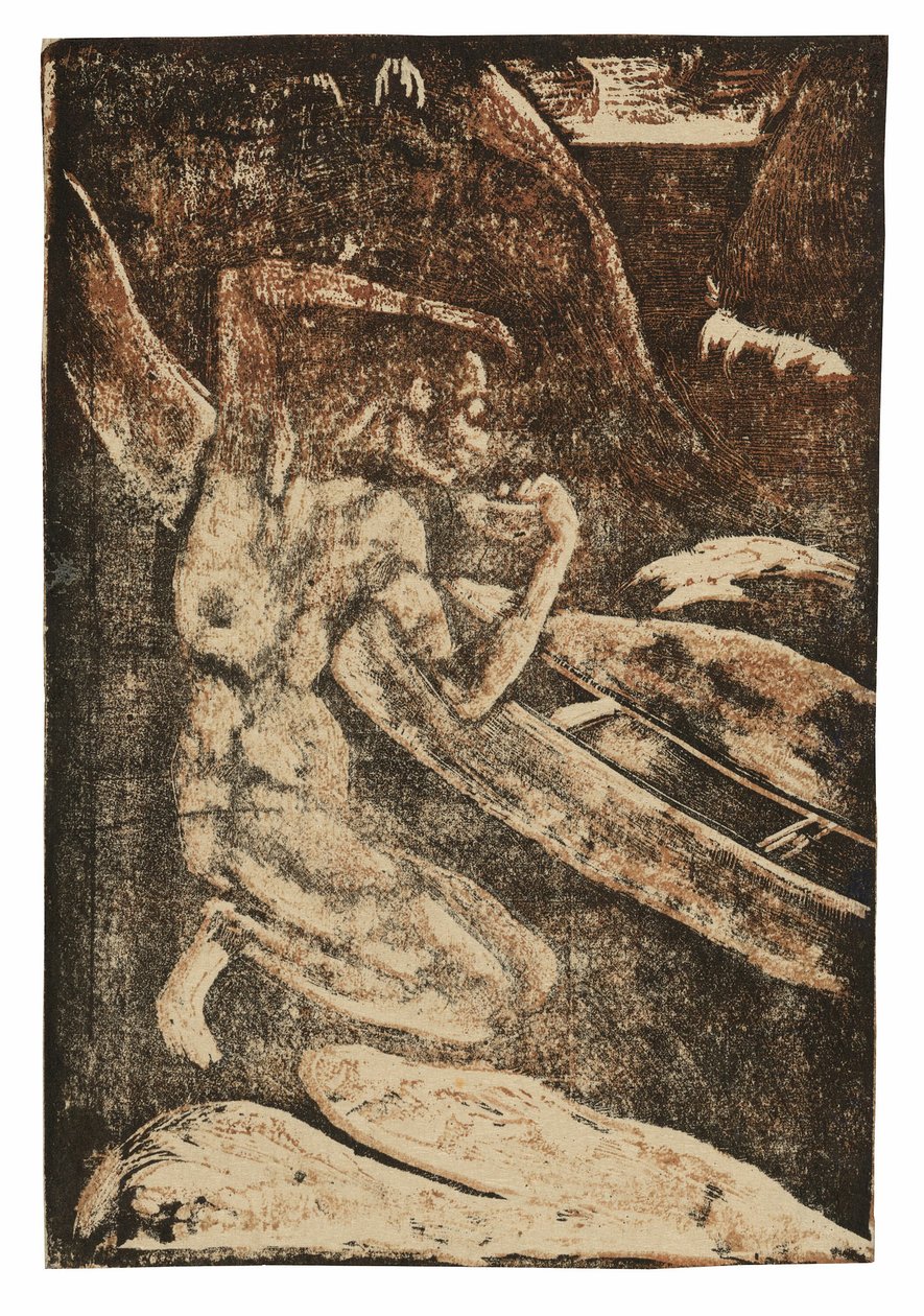 En fisker som drikker ved siden av kanoen sin av Paul Gauguin