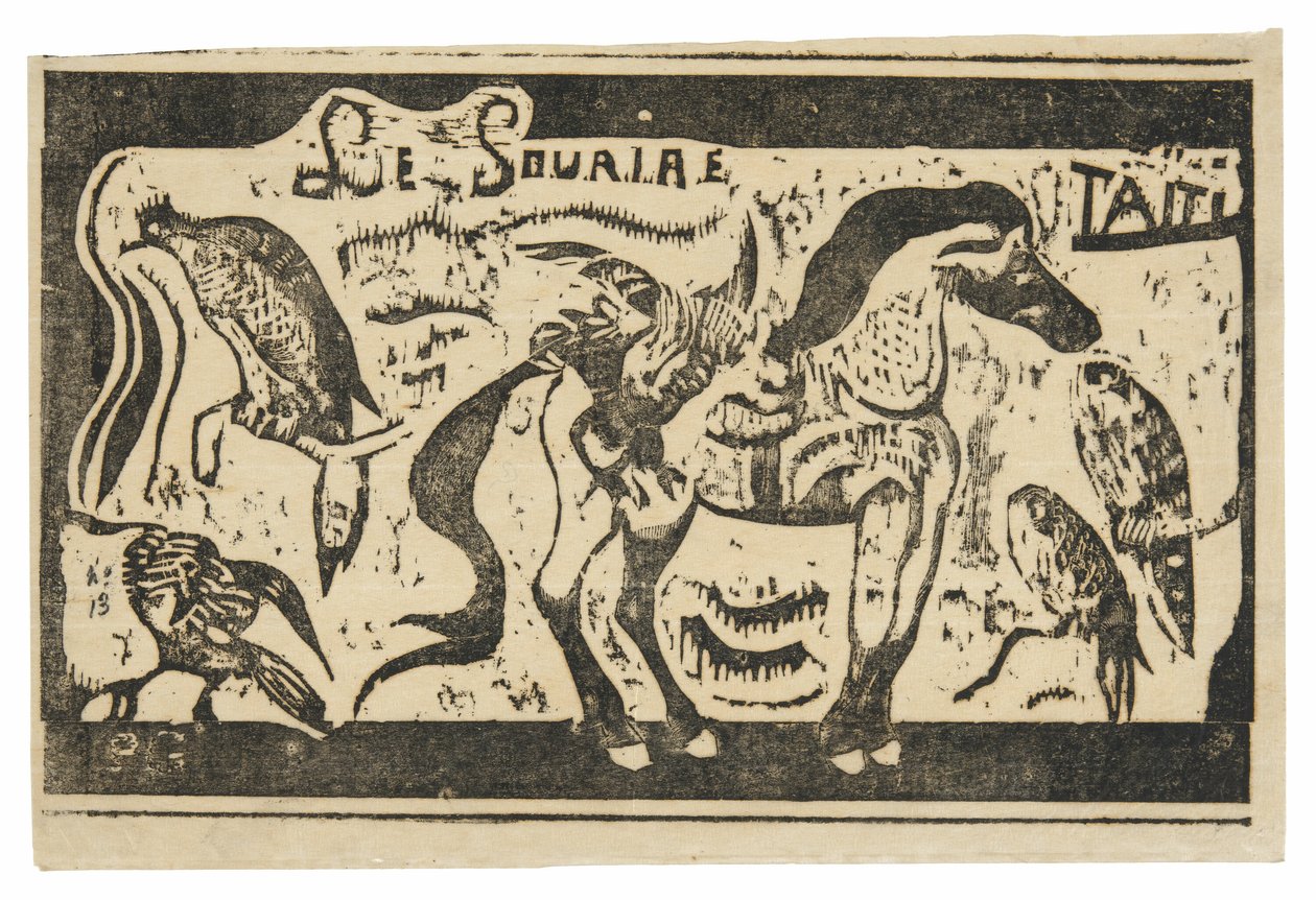 En hest og fugler, hodeplagg for Le sourire av Paul Gauguin