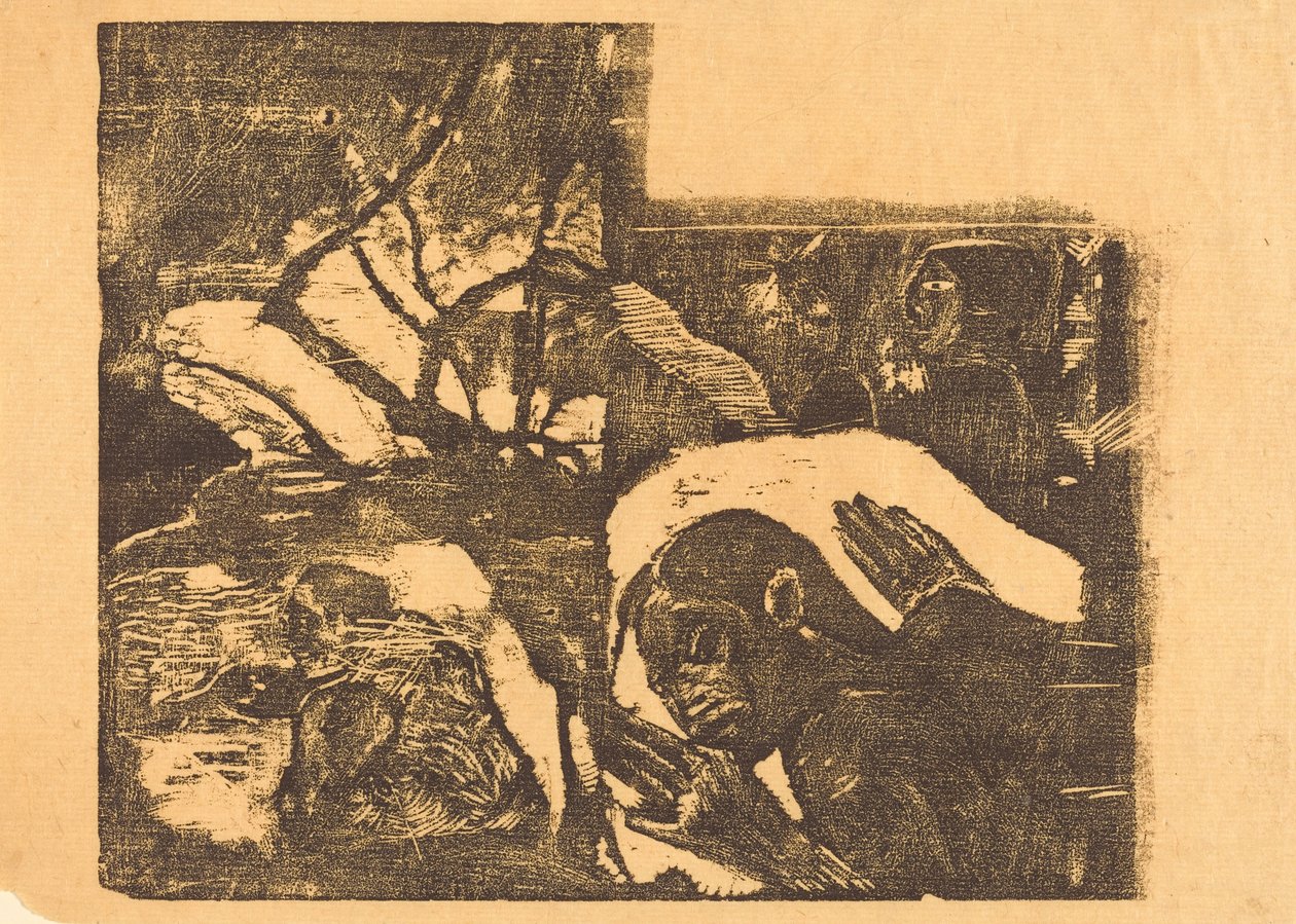 Eine Maori-Frau im Wald; Manao Tupapau (Sie wird von einem Geist heimgesucht) av Paul Gauguin