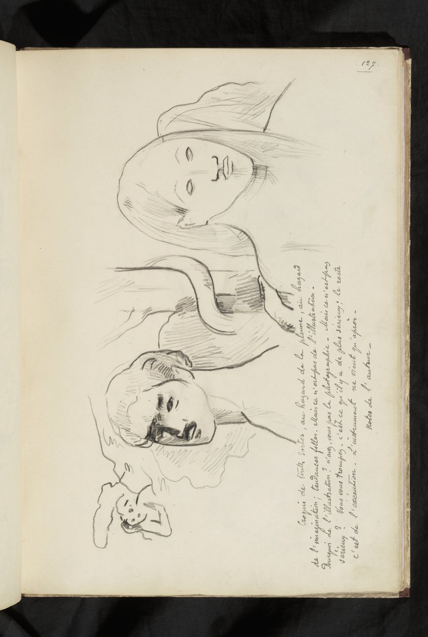 Avant et après - tekst og tegning av Adam og Eva med slangen som slynger seg rundt treet bak dem av Paul Gauguin