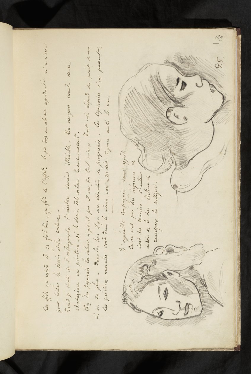 Avant et après - tekst og to tegninger av et jentehode av Paul Gauguin