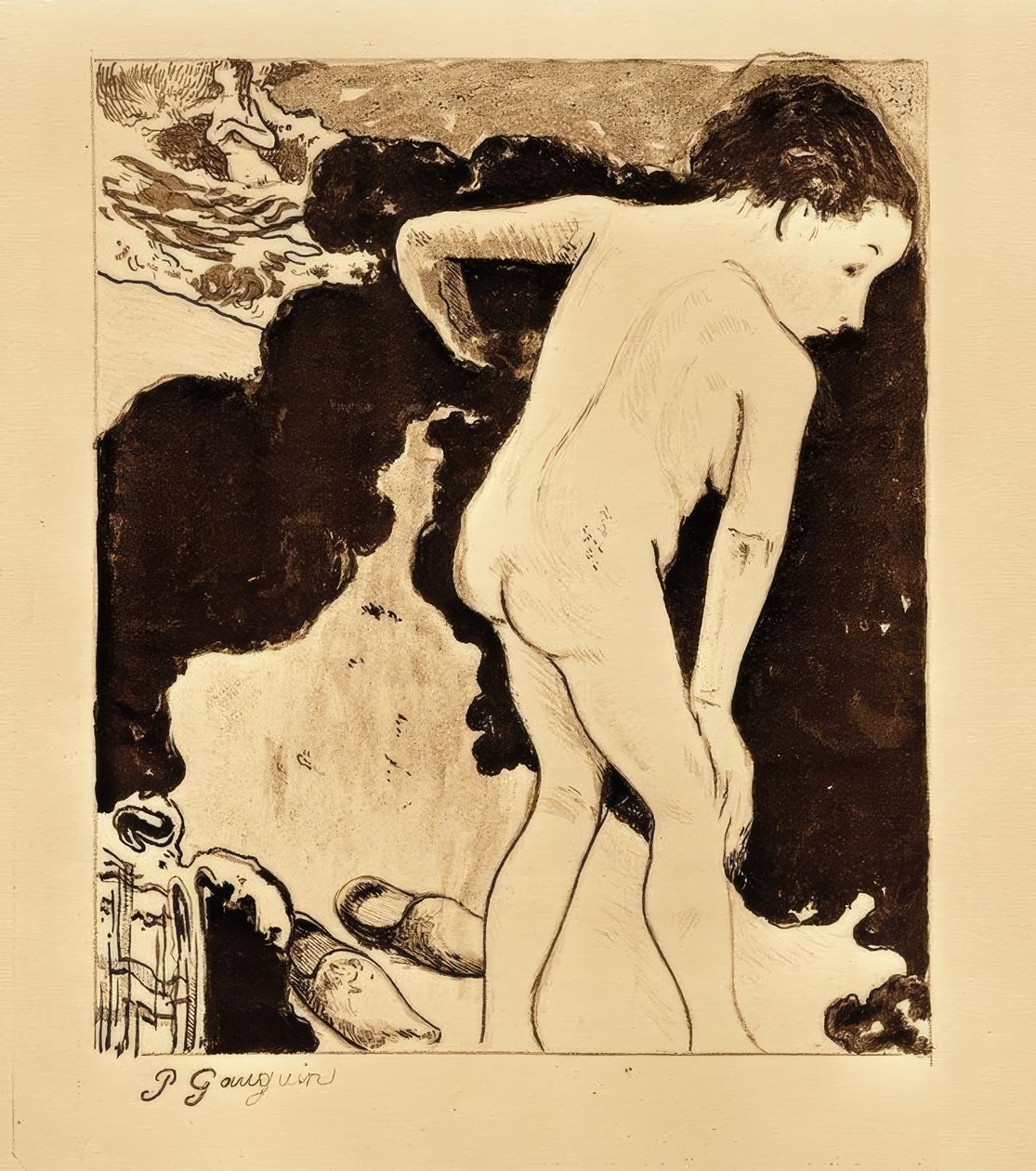 Bretonske badegjester av Paul Gauguin