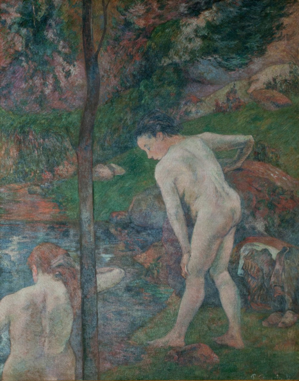 Badere i Bretagne To badende, 1887. av Paul Gauguin