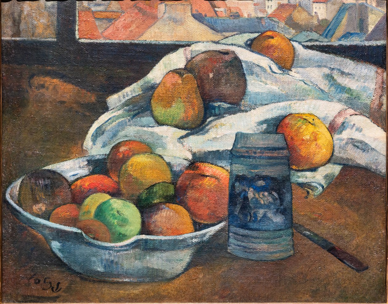Bowl of Fruit and a Tankard before a Window, ca. 1890 (olje på lerret) av Paul Gauguin