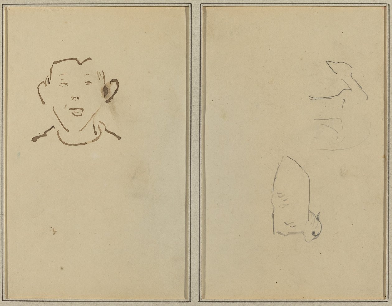 Guttens ansikt; To sauer [verso] av Paul Gauguin