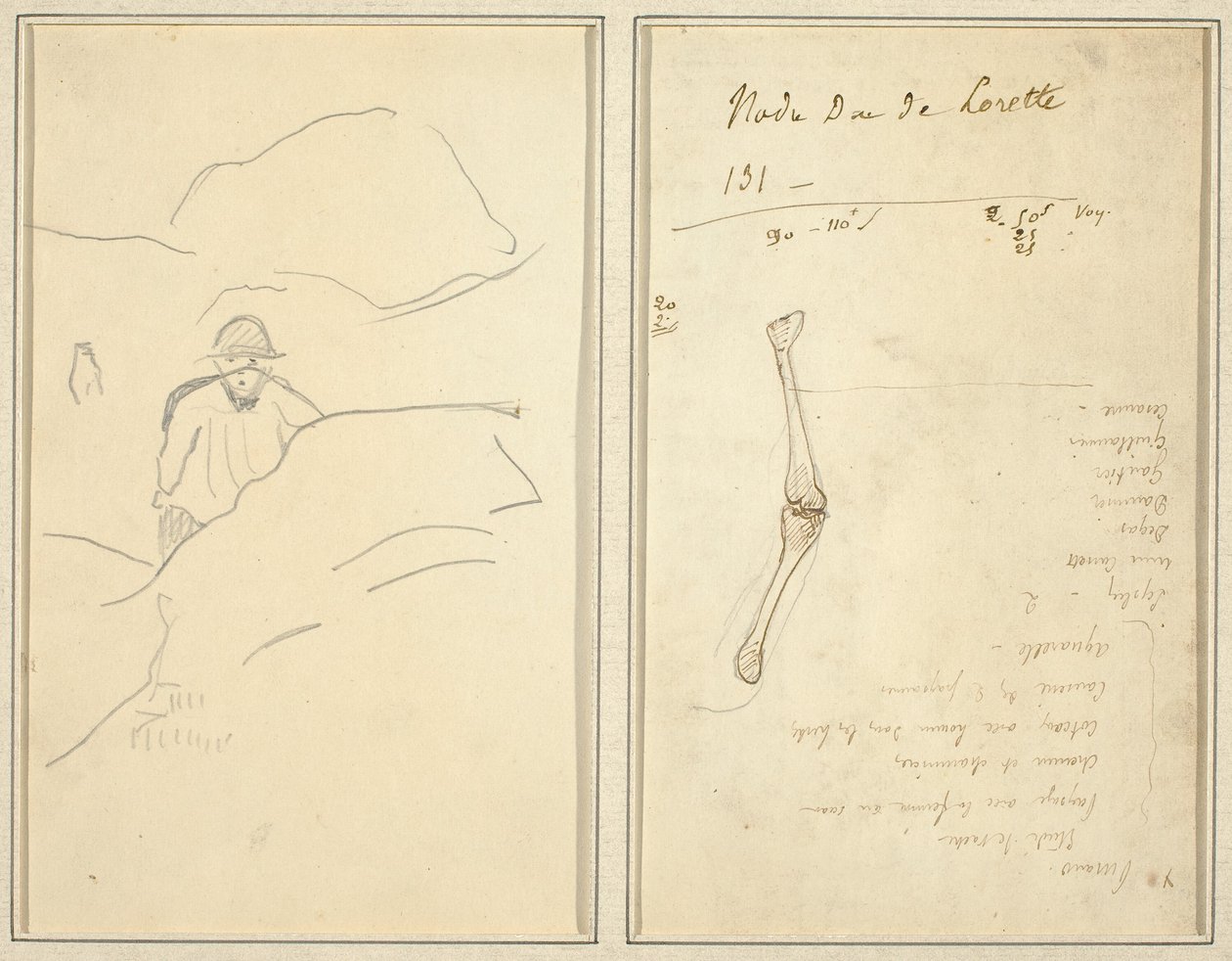 Breton Boy in a Landscape; Studie av en arm [verso] av Paul Gauguin