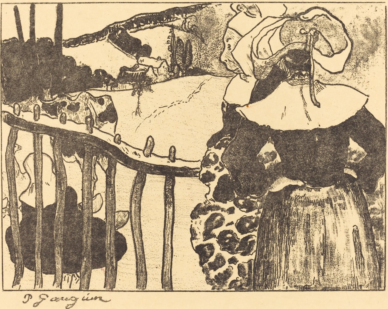 Bretonske kvinner ved siden av et gjerde Bretonske kvinner ved barrieren, 1889 av Paul Gauguin