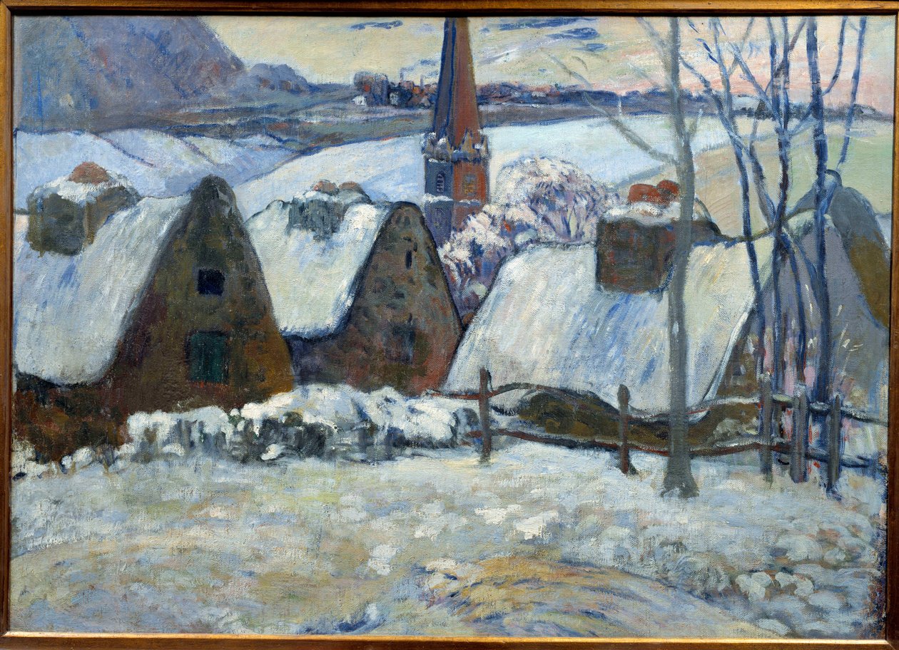 Bretonlandsby under snø i 1894. Maleri av Paul Gauguin (1848 - 1903) av Paul Gauguin