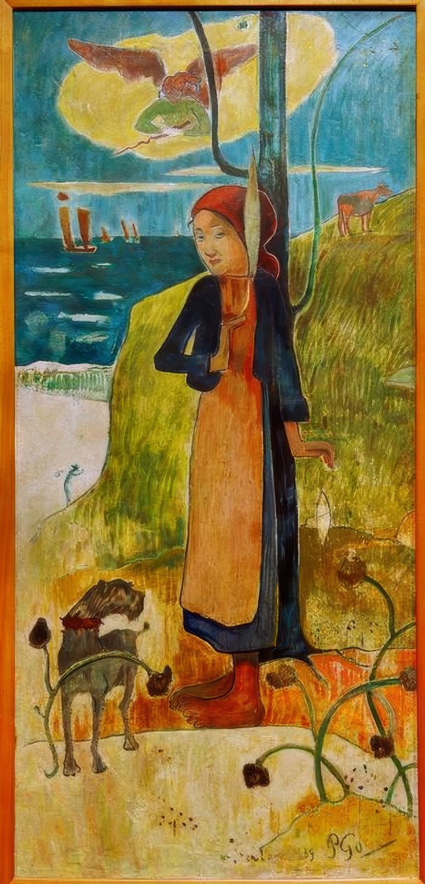 Bretonsk jente som spinner (Johanna von Orléans) av Paul Gauguin