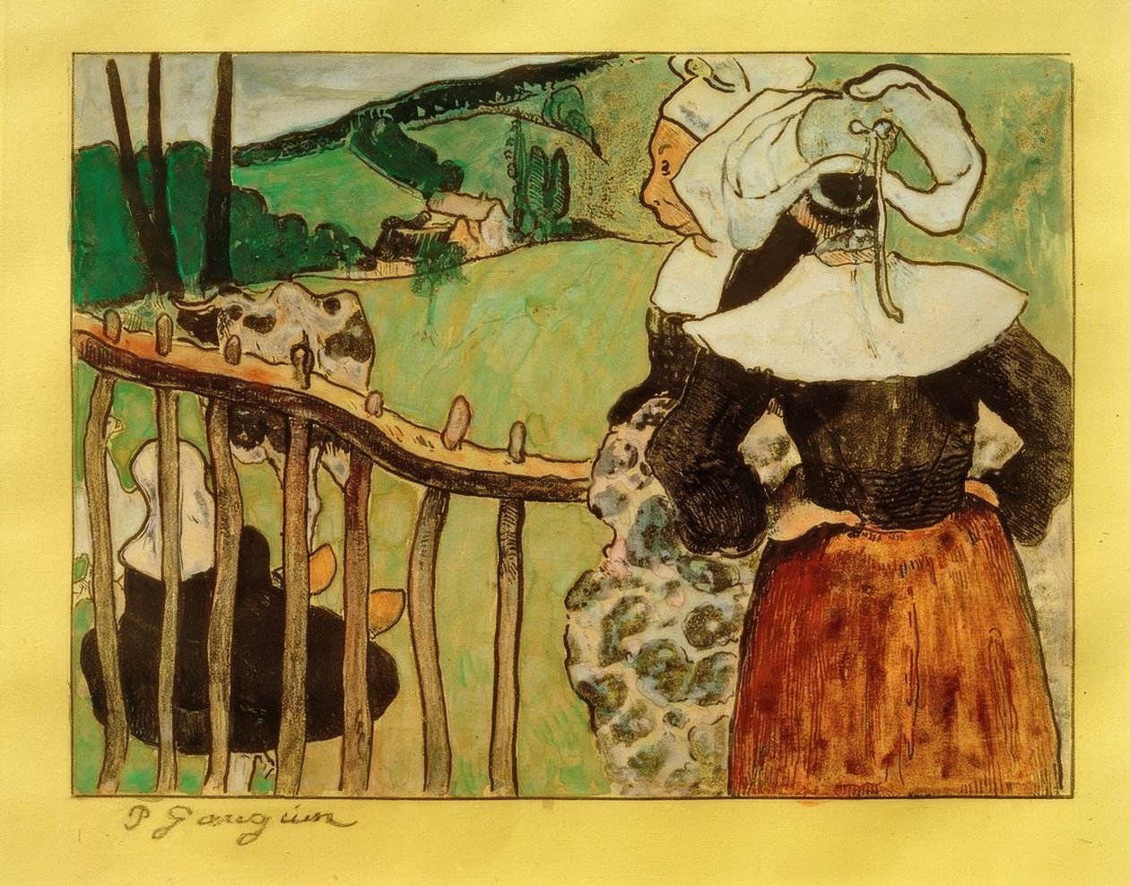 Bretoner ved barrieren av Paul Gauguin