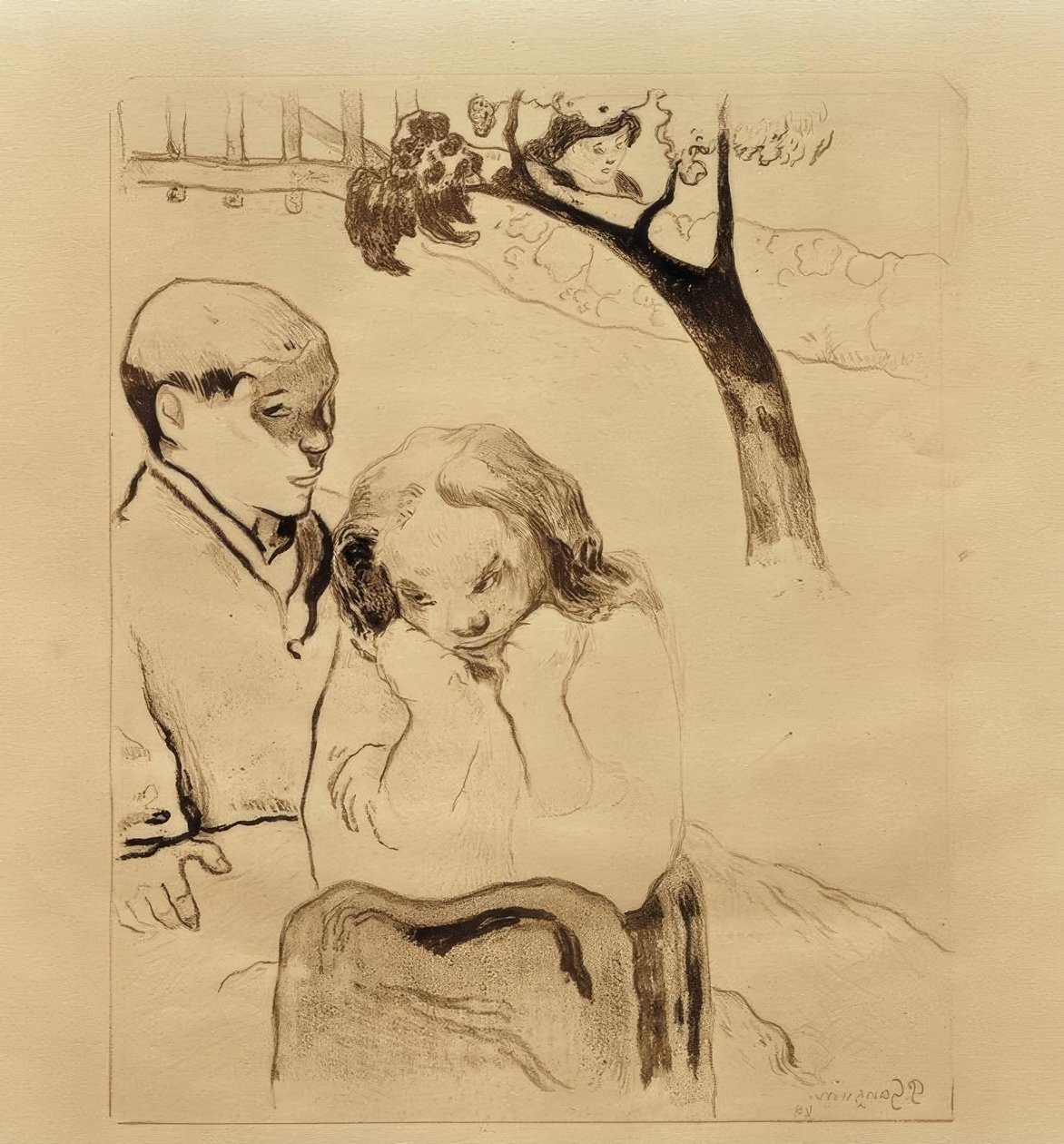 Bretoner ved barrieren av Paul Gauguin