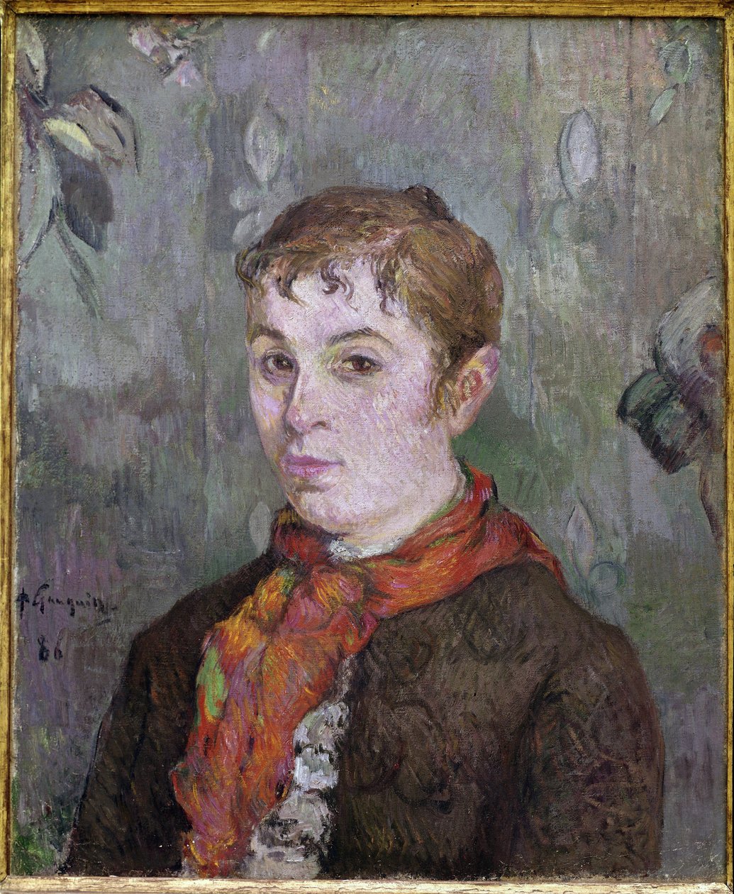 Byste av kvinne (olje på lerret av Paul Gauguin