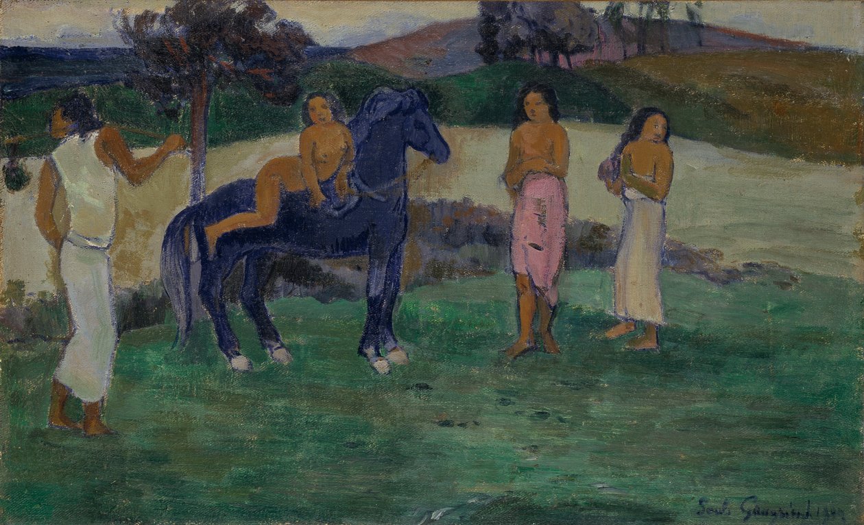 Komposisjon med figurer og en hest av Paul Gauguin