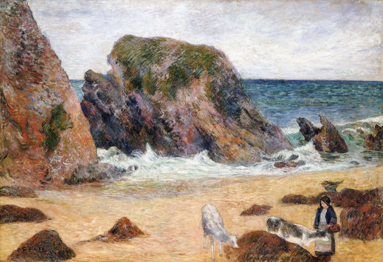 Kyr på kysten, 1886 av Paul Gauguin