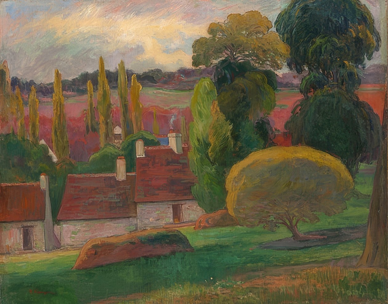 Et gårdshus i Bretagne. Rundt 1894 av Paul Gauguin
