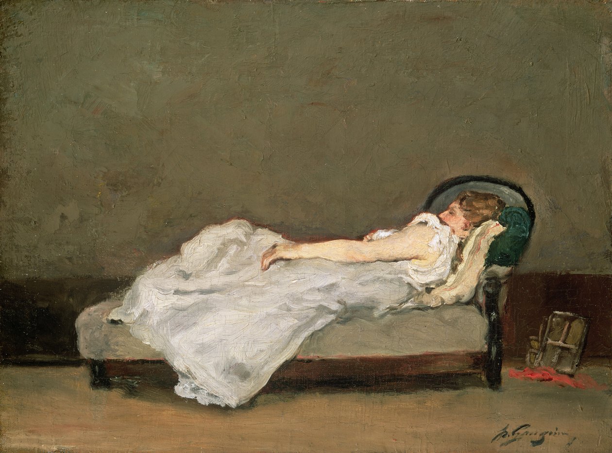 Lyshåret kvinne på en sofa, 1884 av Paul Gauguin