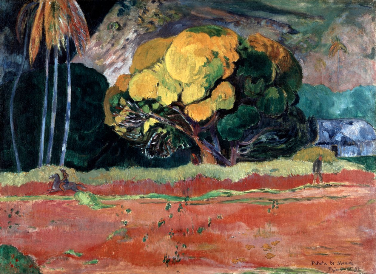 Fatata Te Moua ved foten av et fjell, 1892. av Paul Gauguin