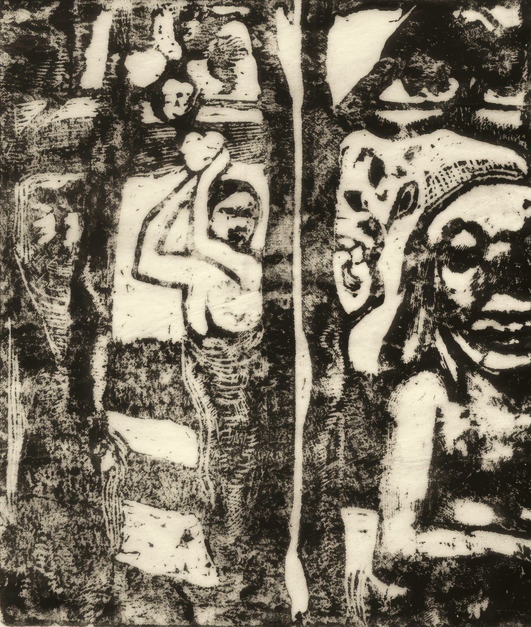 Kvinne plukker frukt og Oviri av Paul Gauguin