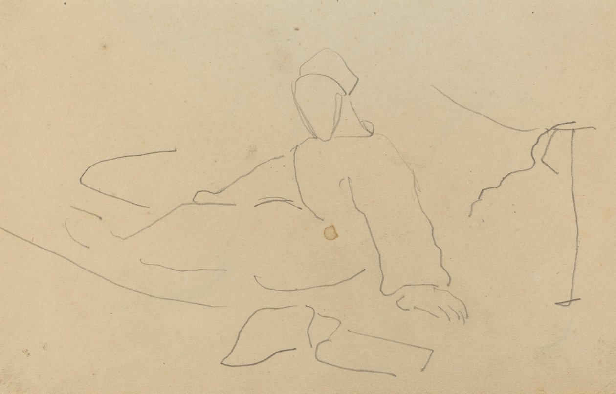Figur sittende på bakken [recto] av Paul Gauguin