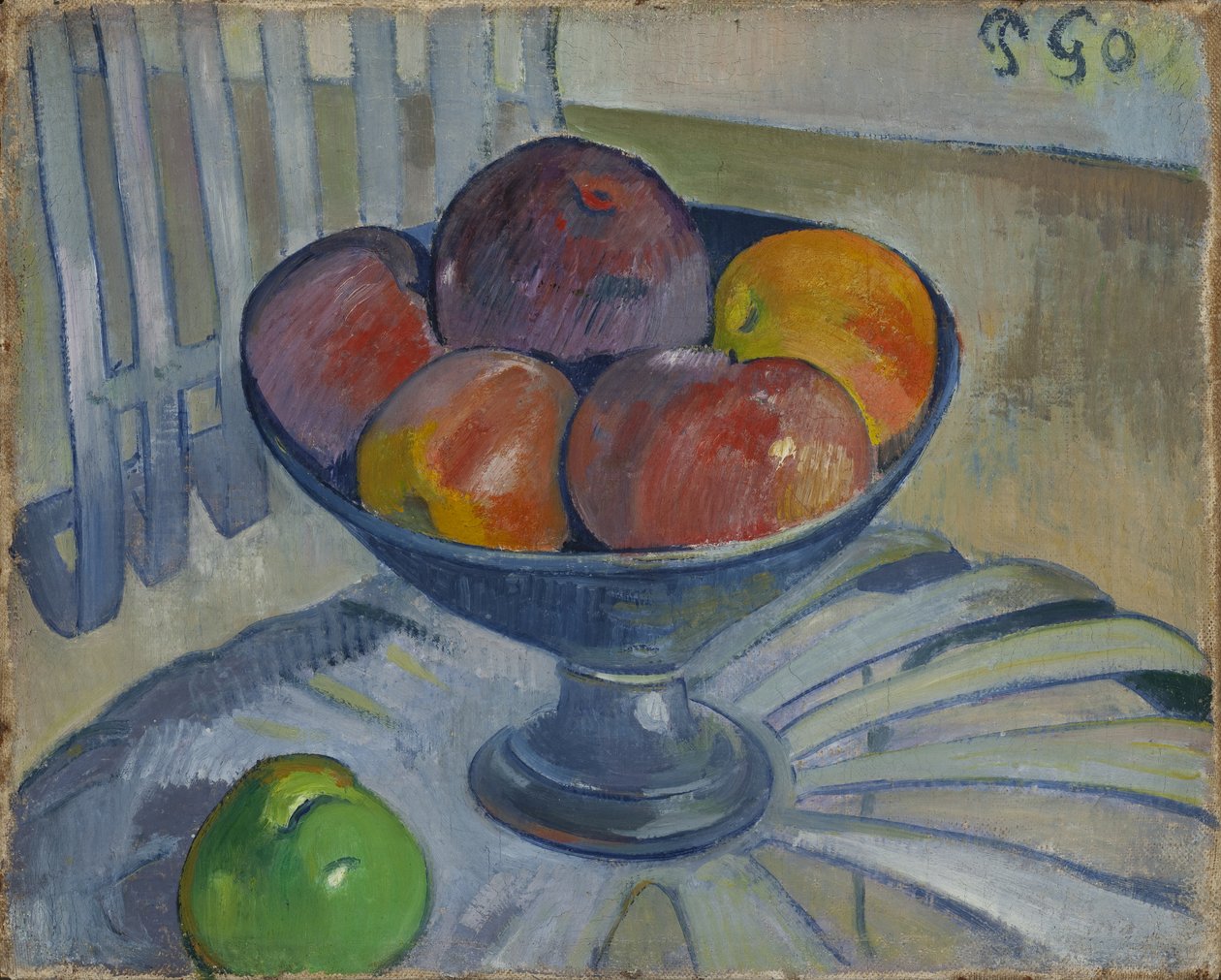 Fruktskål på en hagestol av Paul Gauguin