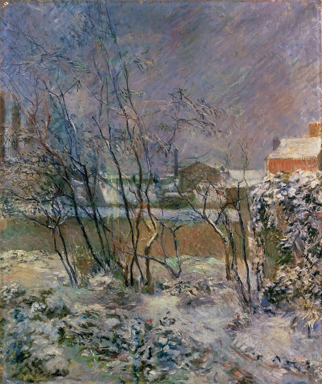 Hage i snø, 1883 av Paul Gauguin