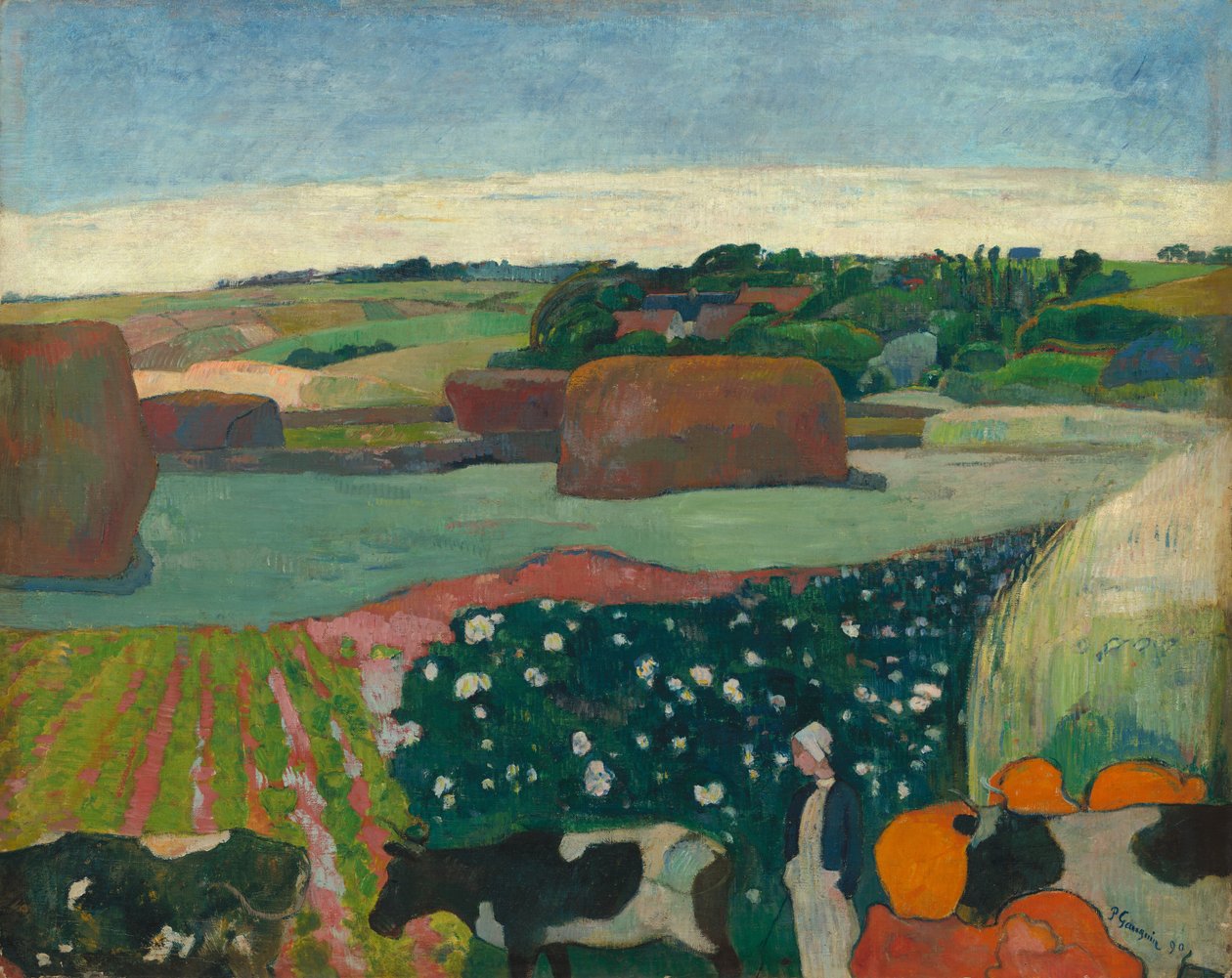Høystakker i Bretagne av Paul Gauguin