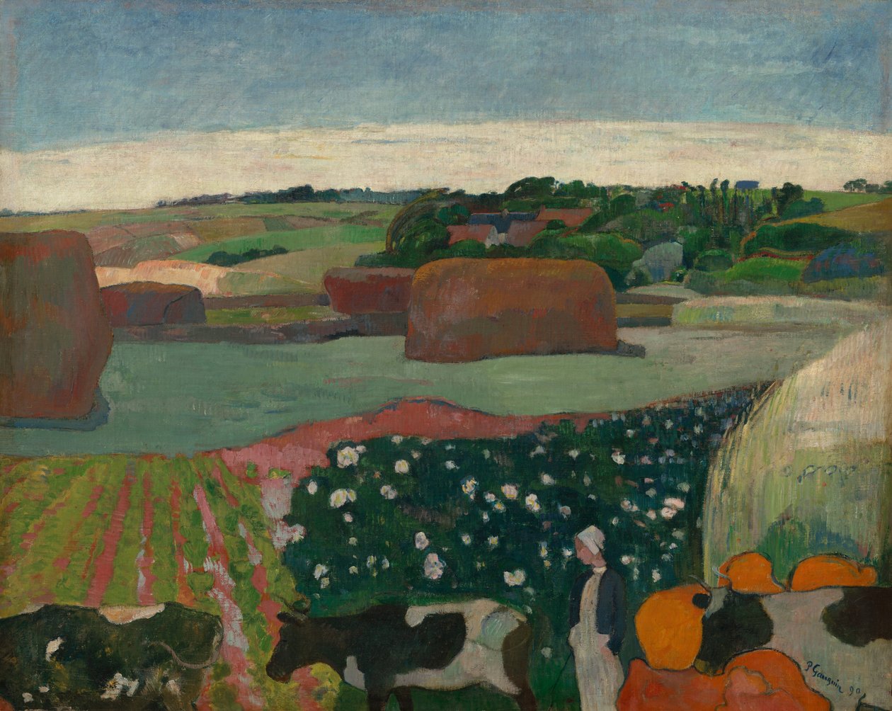 Høystakker i Bretagne av Paul Gauguin