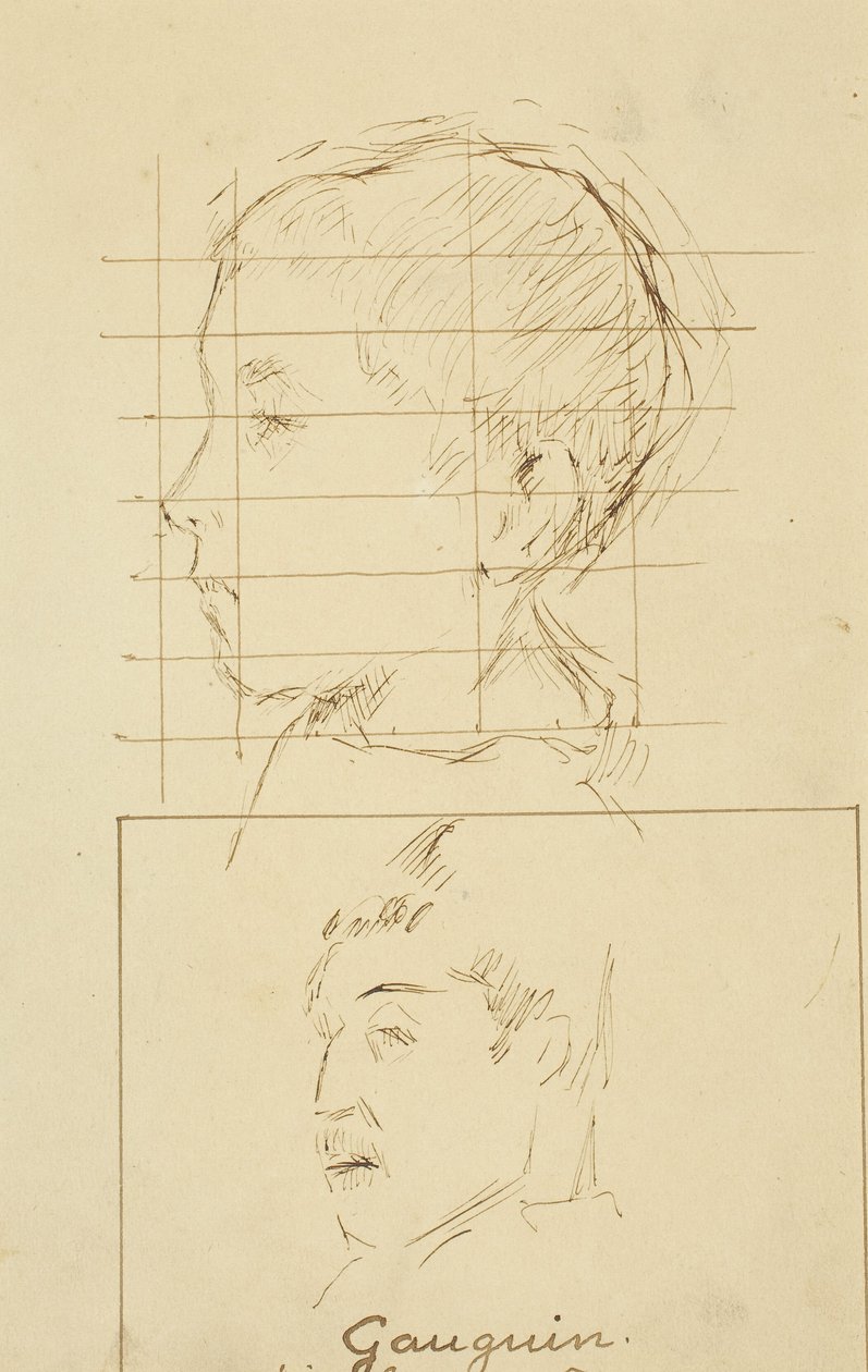 Hoder til en gutt og en mann (selvportrett?) [verso] av Paul Gauguin
