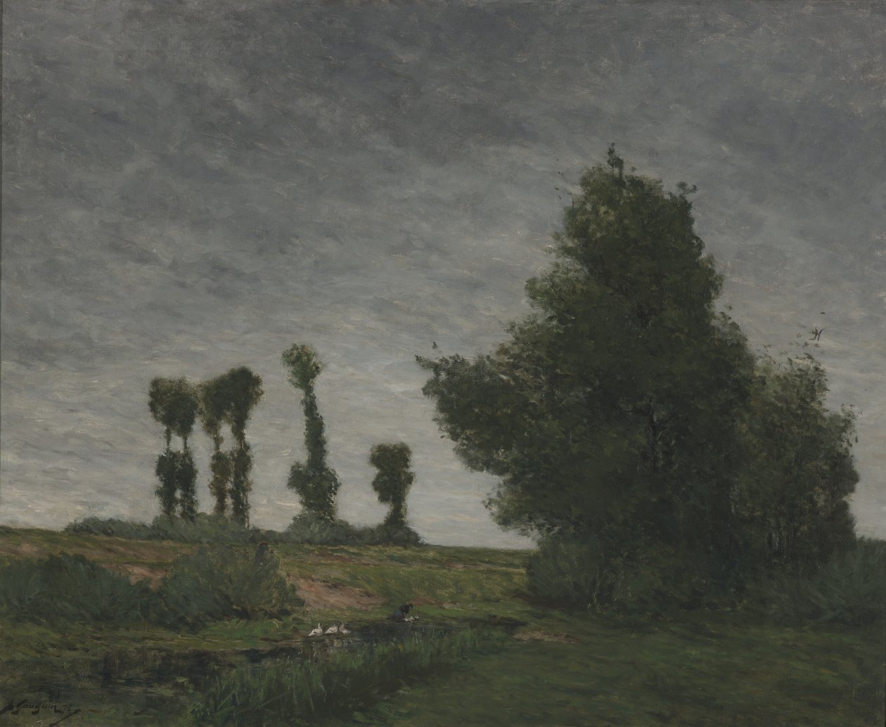Landskap med poppel (olje på lerret) av Paul Gauguin