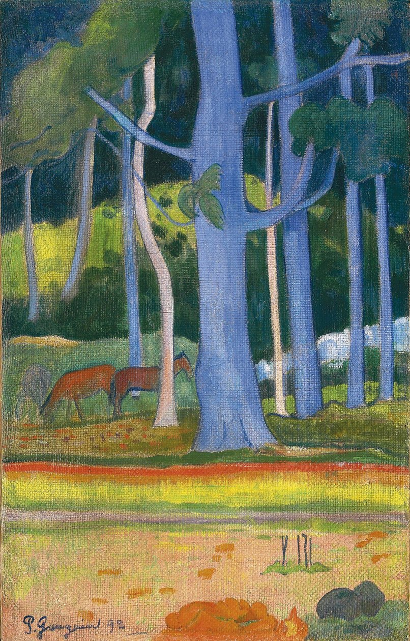 Landskap med blå trær Landskap med blå stammer, 1892 av Paul Gauguin