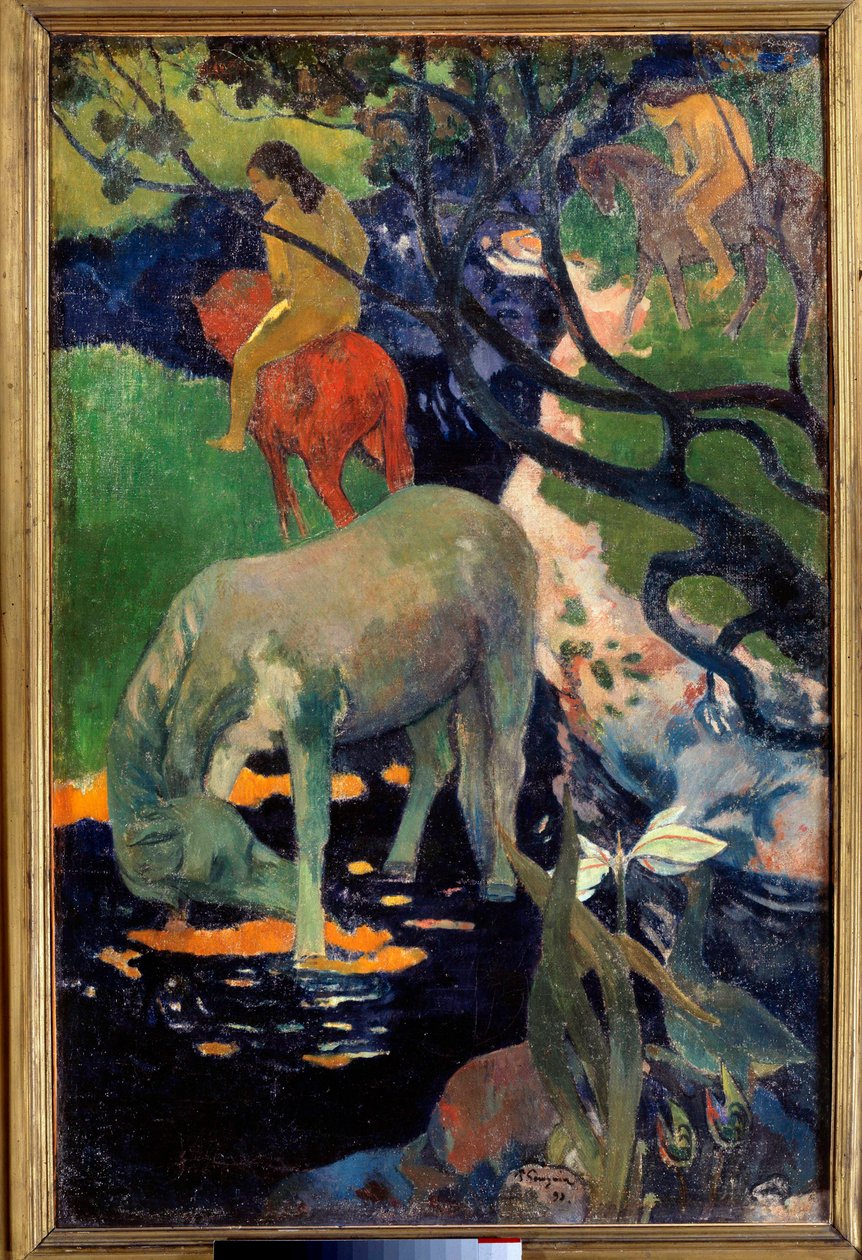 Le cheval blanc Maleri av Paul Gauguin (1848-1903) 1898 Søn. 1,4x0,91 m Paris, musee d