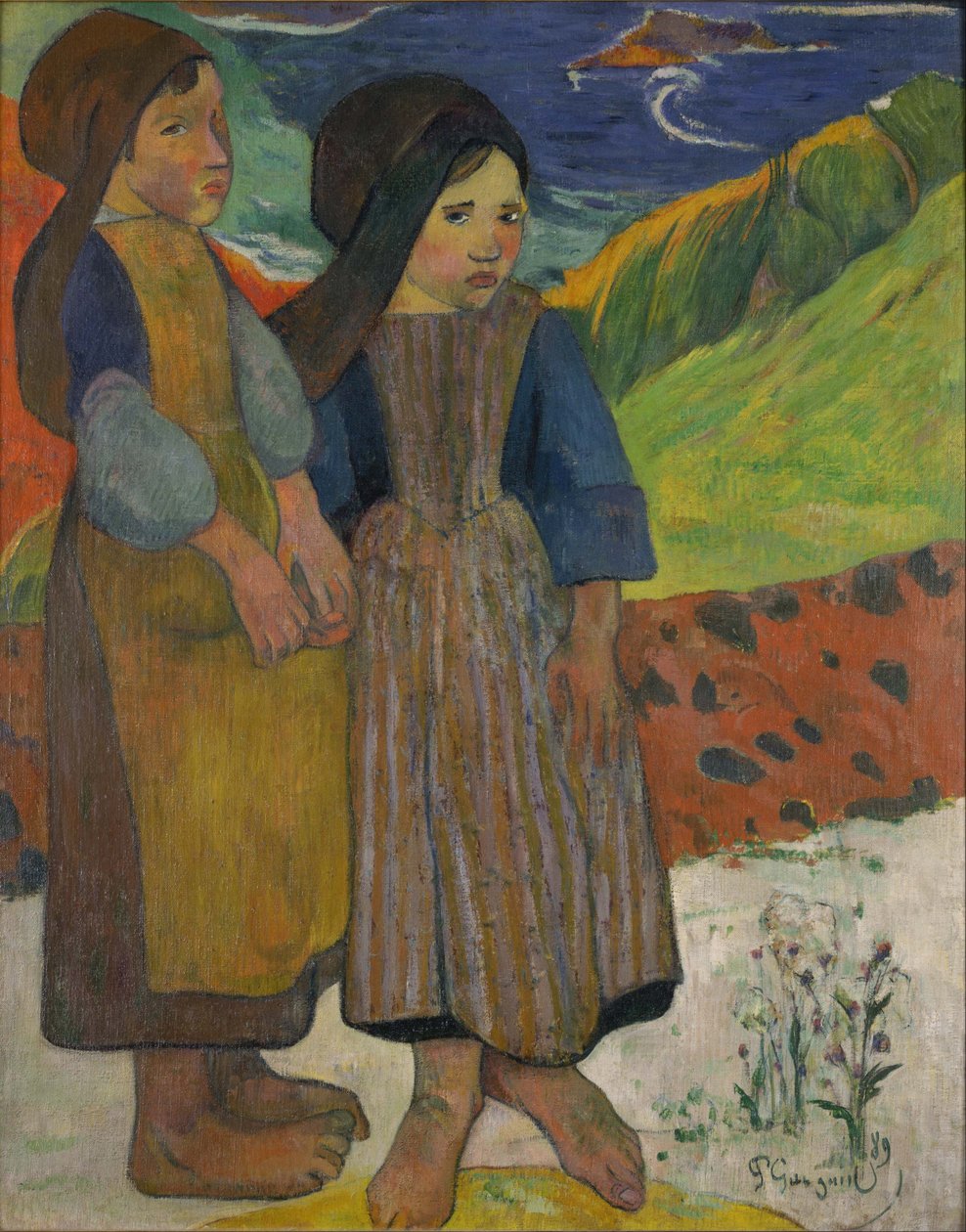 Små bretonske jenter ved havet av Paul Gauguin