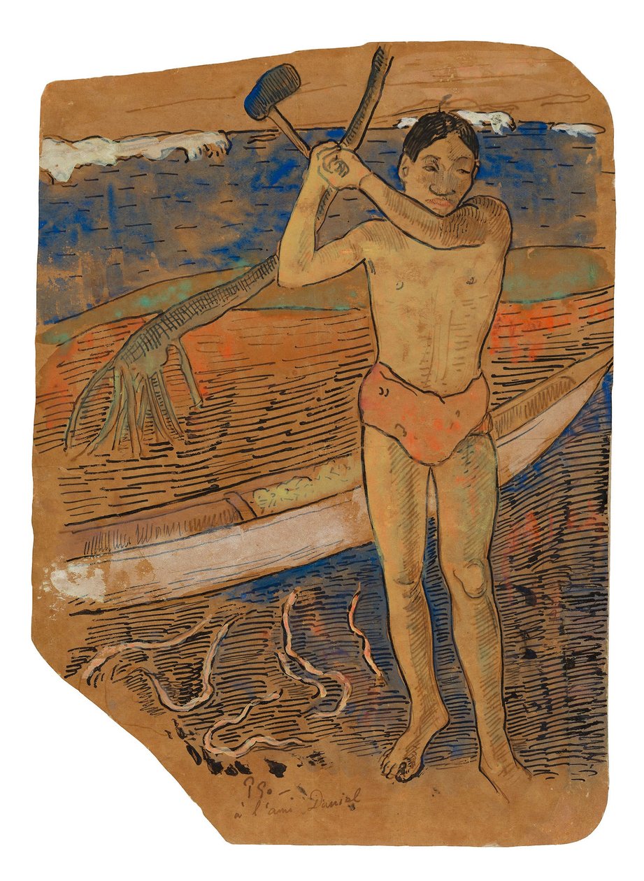 Mann med øks av Paul Gauguin