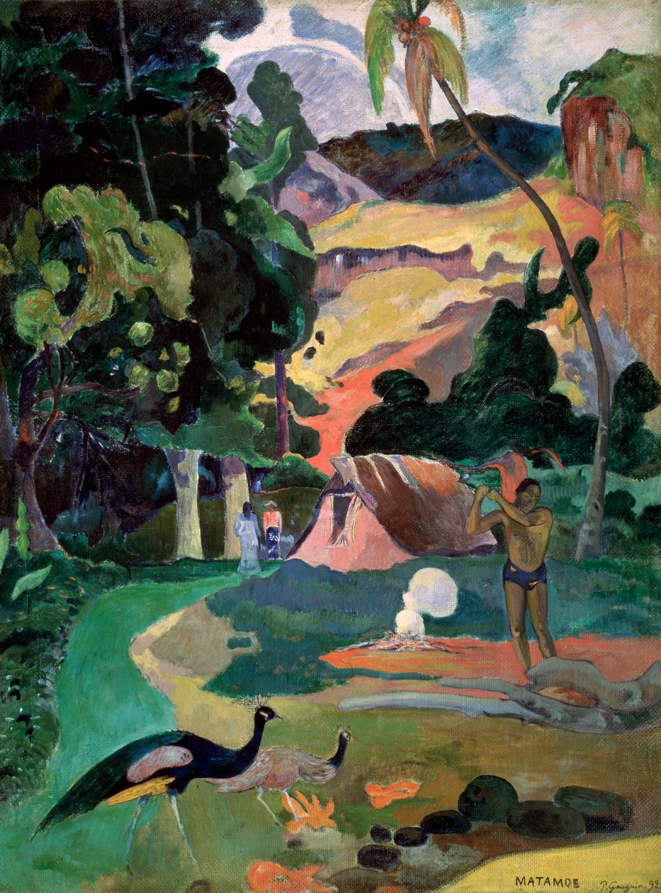 Matamoe død. Landskap med påfugler, 1892 av Paul Gauguin