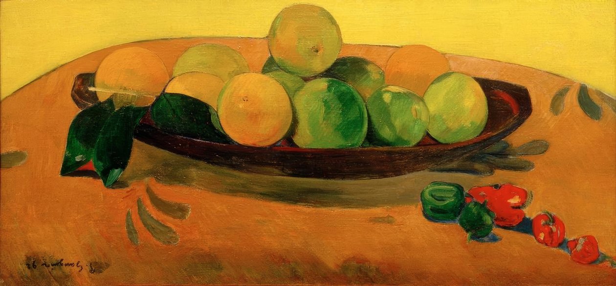 Stilleben med frukt og paprika av Paul Gauguin