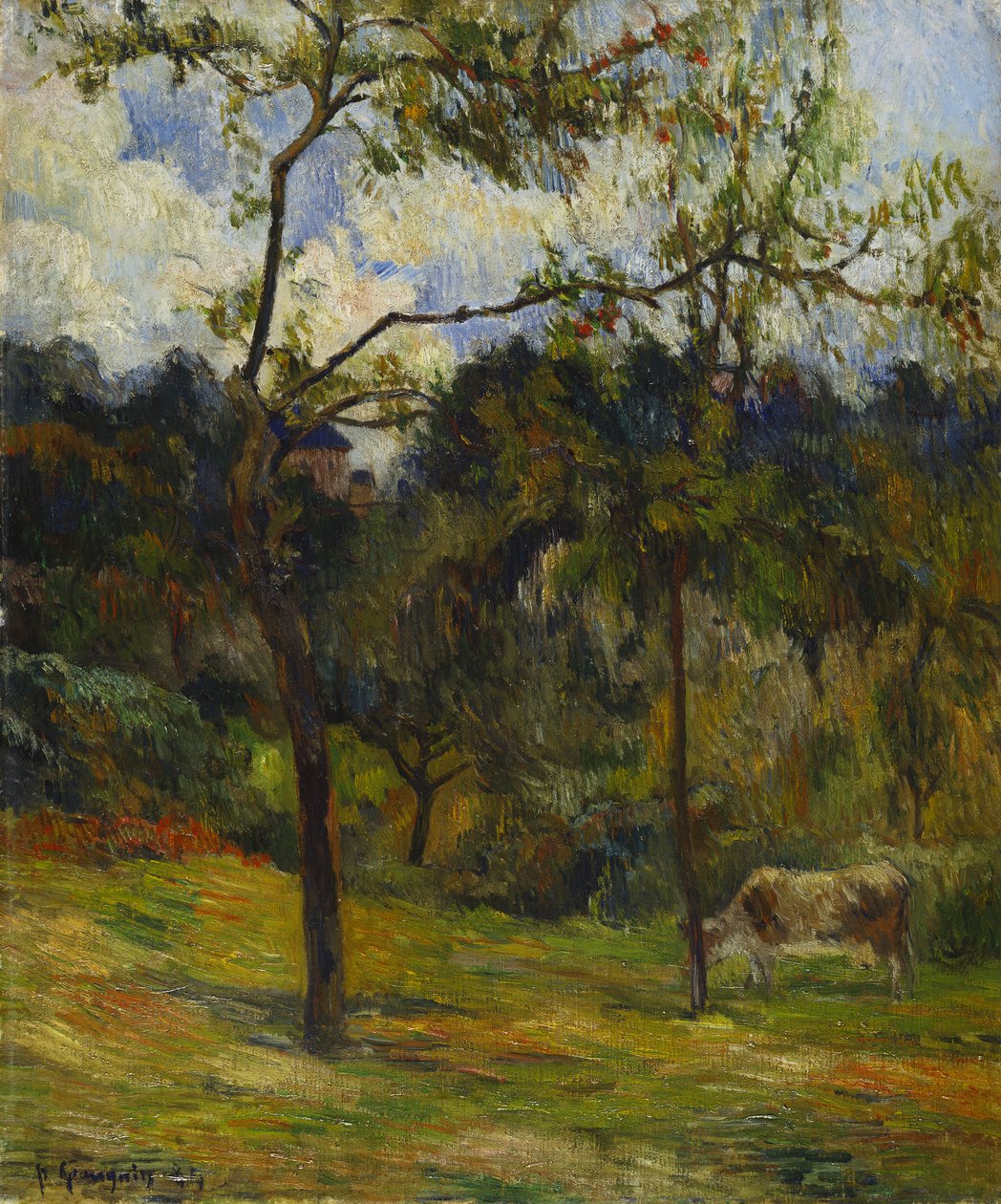 Normandie-landskap: Cow in a Meadow, 1884 av Paul Gauguin