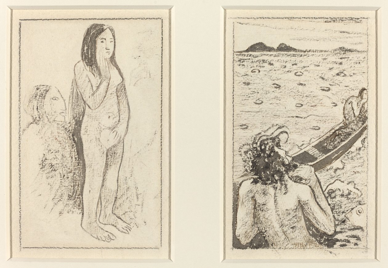 Parau No Te Varau Ino (til venstre); Tahitisk legende (til høyre) av Paul Gauguin