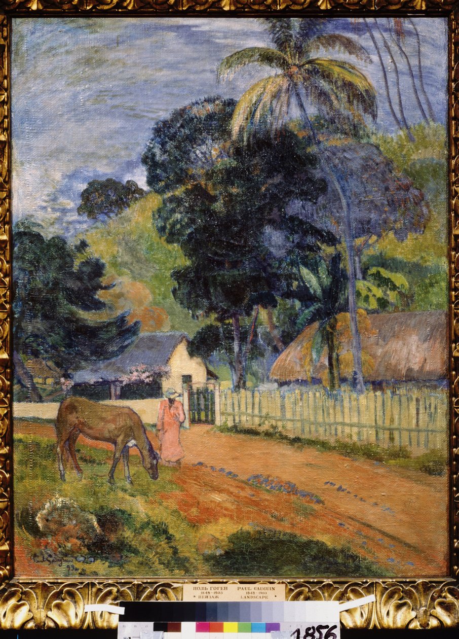 ""Landskap, en hest på veien"" (Landskap. En hest på veien) Maleri av Paul Gauguin (1848-1903) 1899 Postimpresjonisme Dim. 94x73 cm Pushkin Museum Moskva av Paul Gauguin