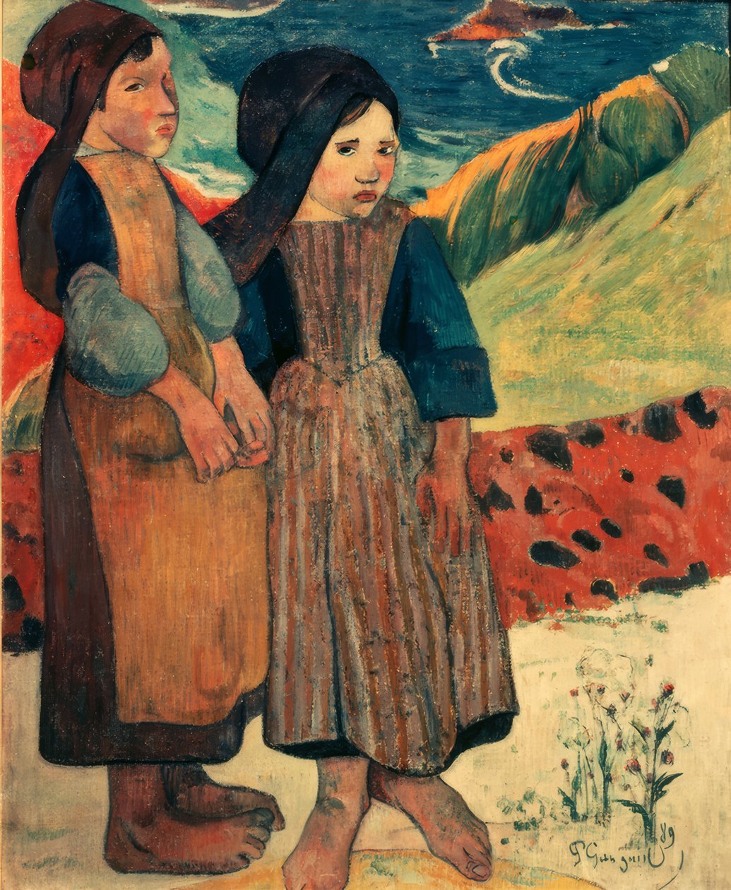 Små bretonere ved sjøen av Paul Gauguin