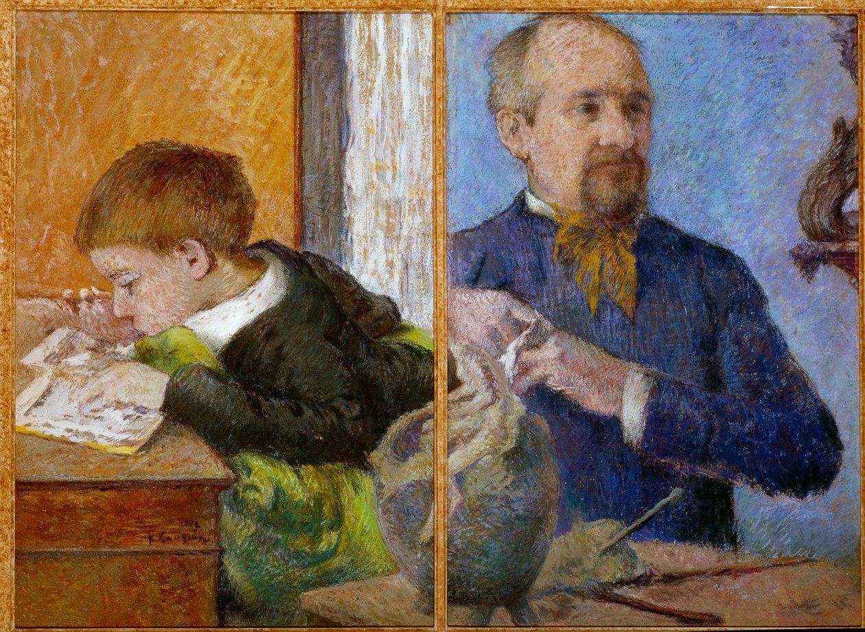 Portrett av billedhugger Jean Paul Aubé (1837 - 1907) og hans sønn Emile. Maleri av Paul Gauguin (1848 - 1903) av Paul Gauguin