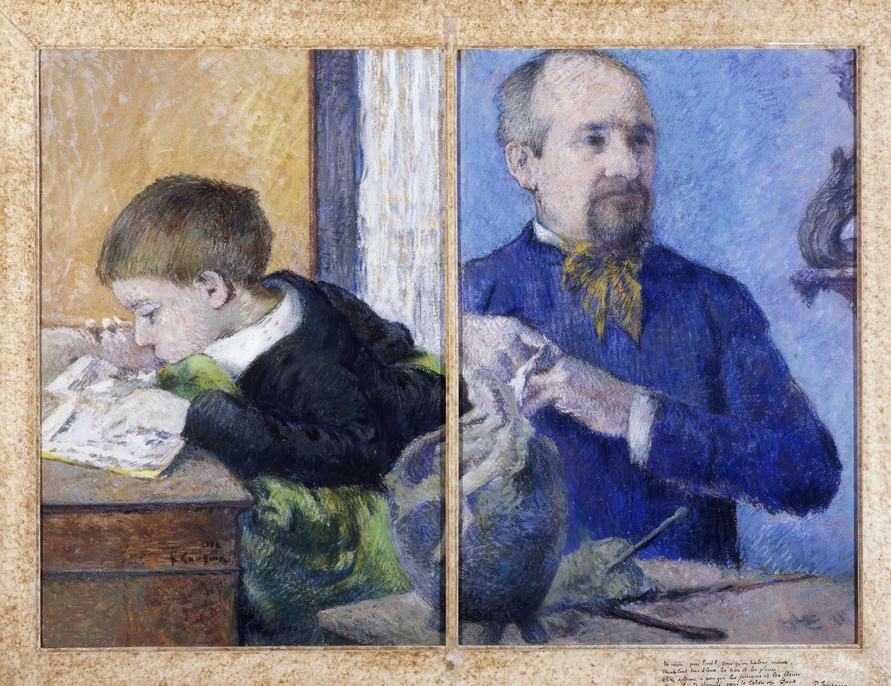 Portrett av billedhuggeren Jean-Paul Aubé 1837-1916 med sønnen Emile, 1882. av Paul Gauguin