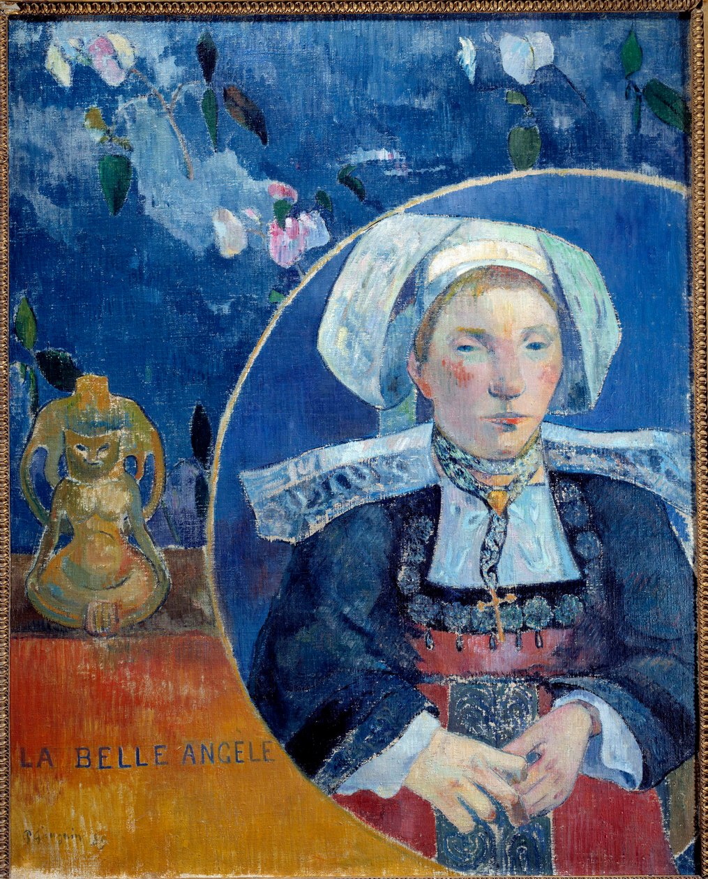 Portrett av den vakre Angele A Bretonne i tradisjonell drakt - Portrett av Madame de Satre (1868-1932) hoteliere i Pont Aven (Pont-Aven) - Maleri av Paul Gauguin (1848-1903) 1889 Søn 0,92 x 0,73 m Paris, musee d