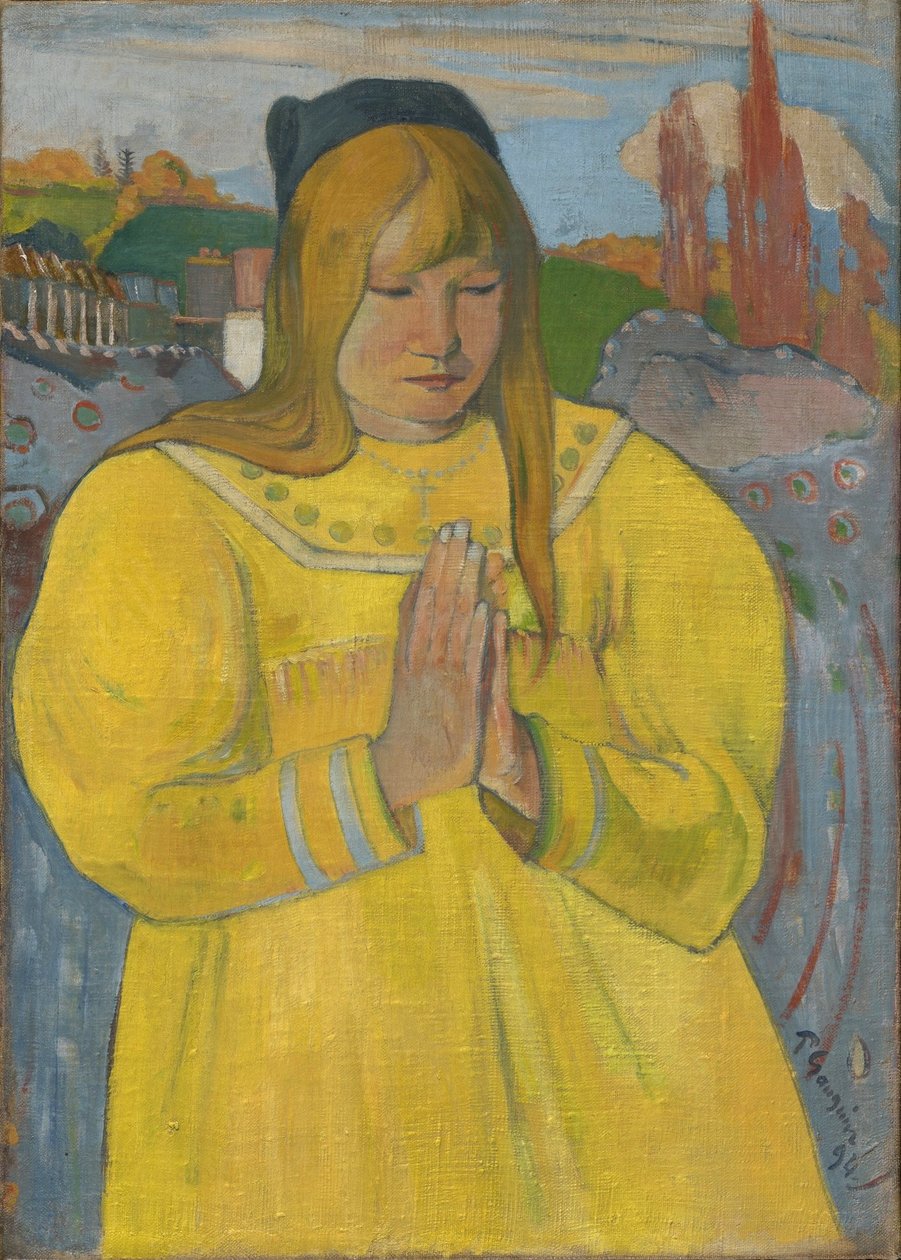 Bedende bretonsk jente / Ung kristen jente av Paul Gauguin
