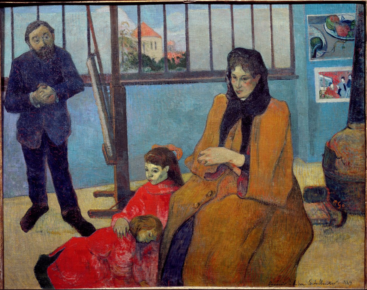 Schuffeneckers verksted eller Schuffenecker-familien (olje på lerret av Paul Gauguin