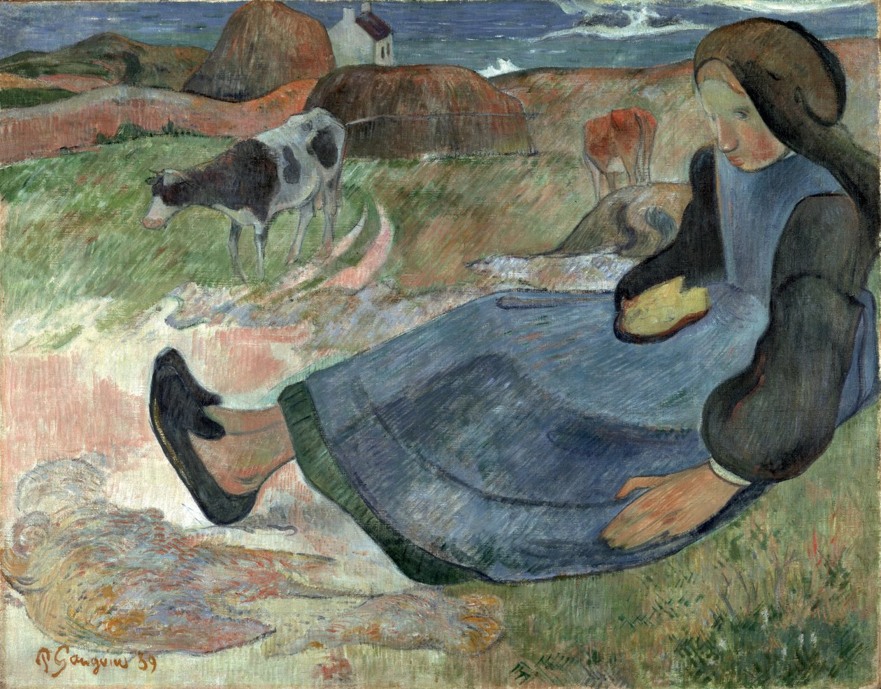 Sittende bretonsk jente. av Paul Gauguin