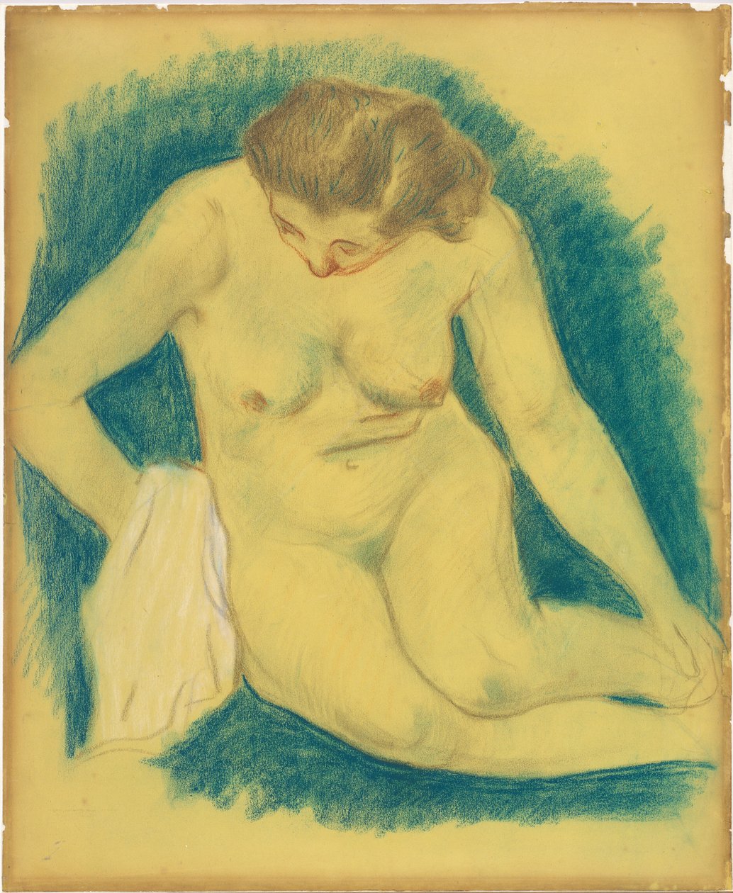 Sittende naken sett ovenfra av Paul Gauguin